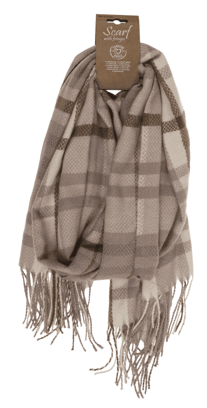 Checked scarf, Elegant, with tassels,