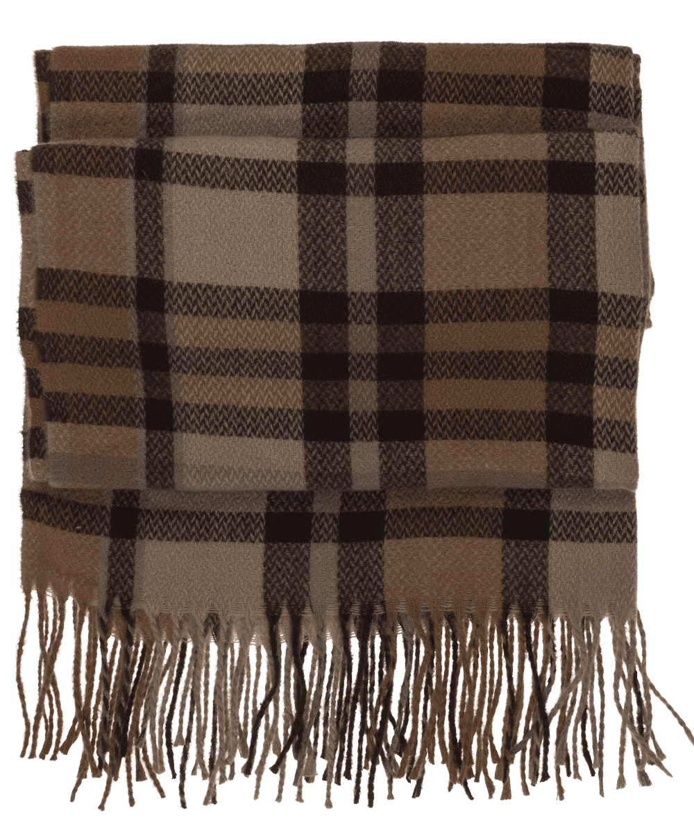 Checked scarf, Elegant, with tassels,