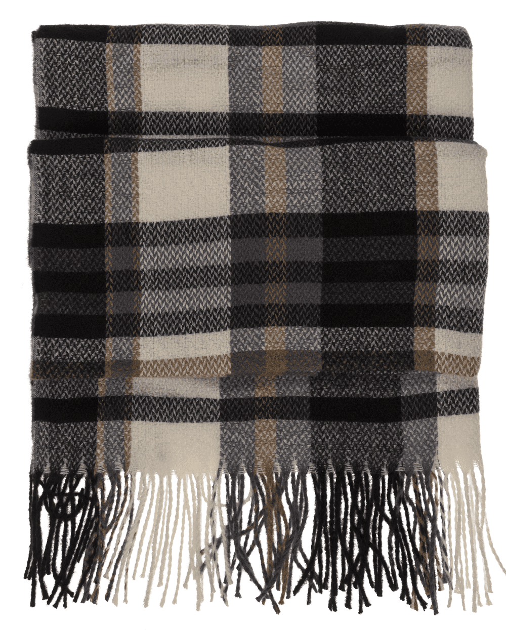 Checked scarf, Elegant, with tassels,