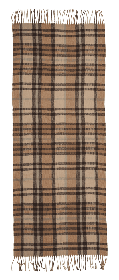 Checked scarf, Elegant, with tassels,