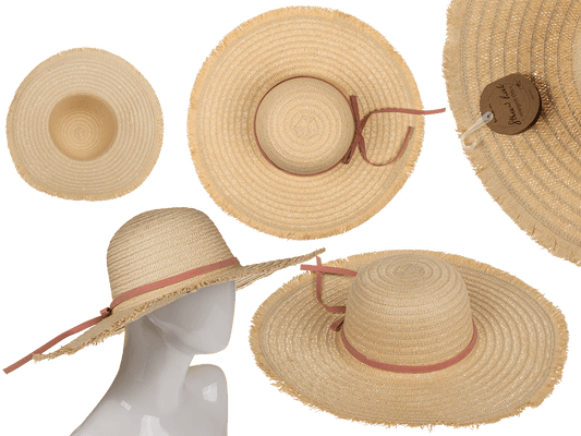Straw Hat with ribbon, Elegant Chic,