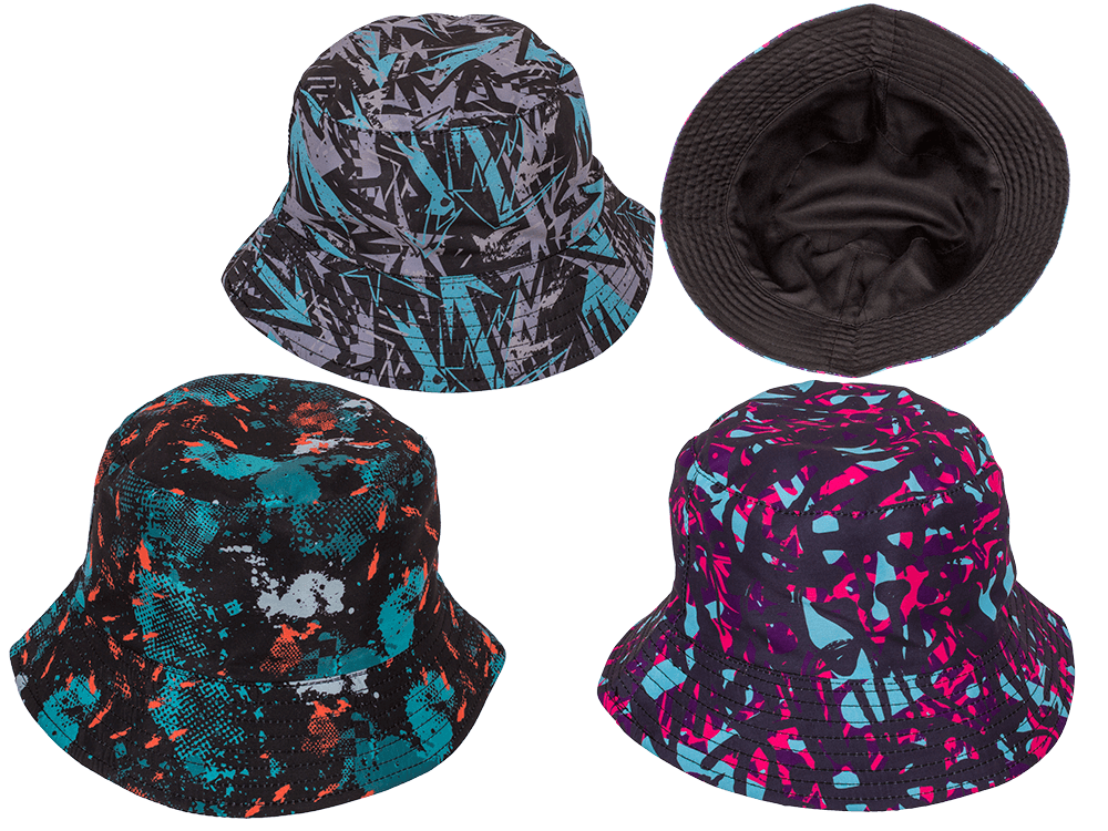 Bucket hat, Grafitti, 3 colors assorted,