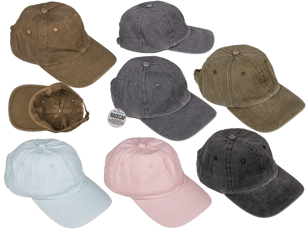 Basecap, Washed Look, 6 ass.,
