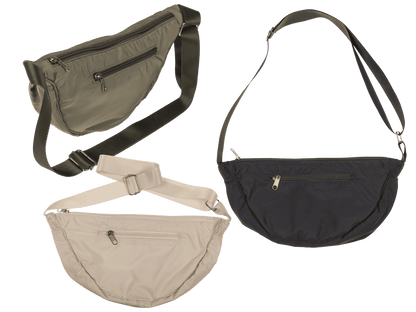 Half rounded shoulder bag with zipper,