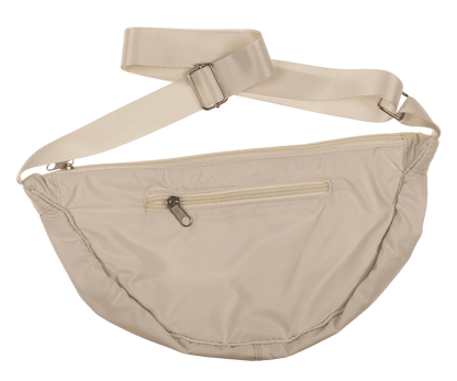 Half rounded shoulder bag with zipper,