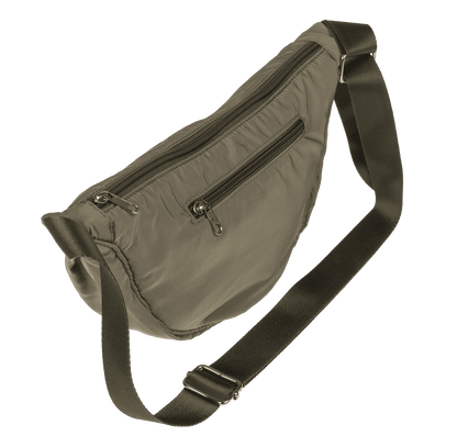 Half rounded shoulder bag with zipper,