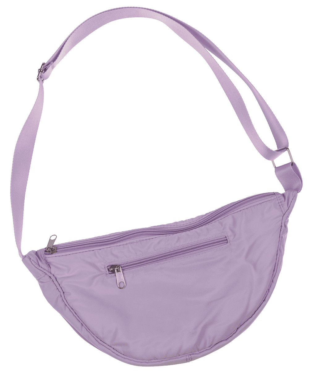 Half rounded shoulder bag with zipper,