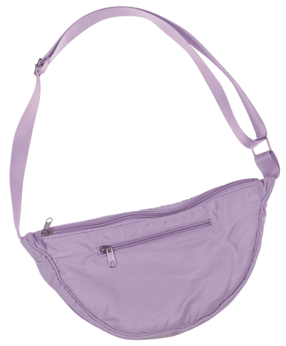 Half rounded shoulder bag with zipper,