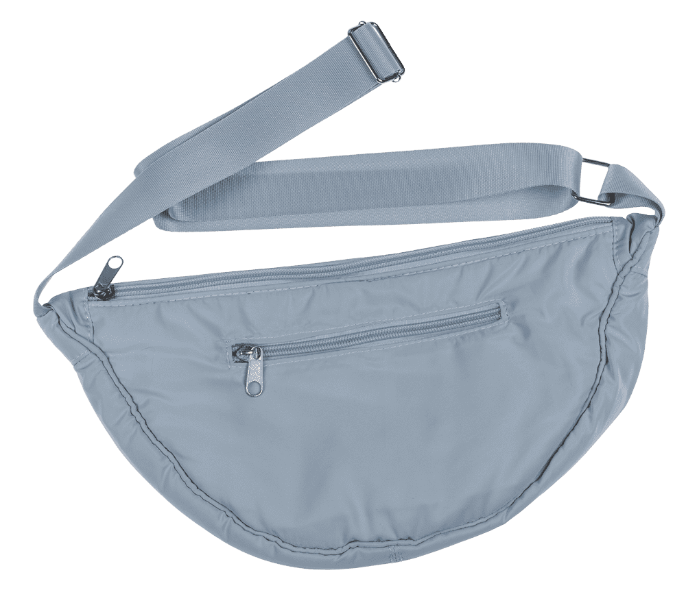 Half rounded shoulder bag with zipper,