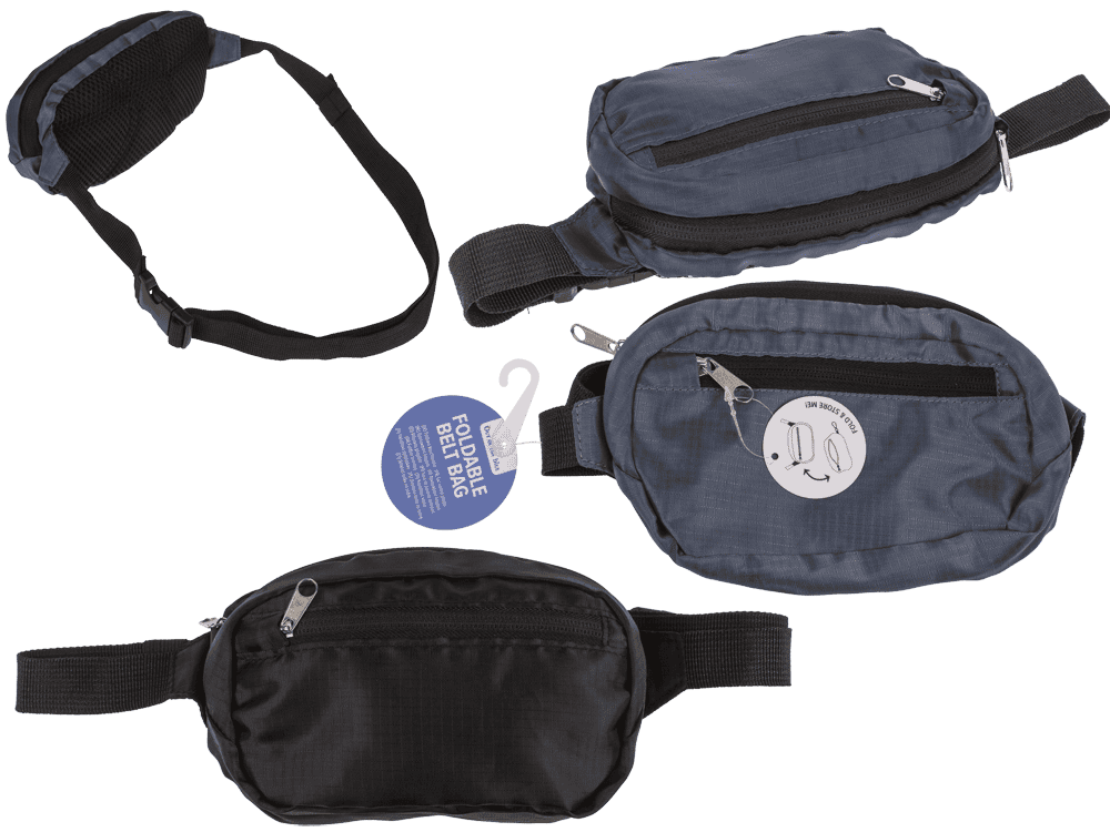Foldable belt bag, with front & side pocket,