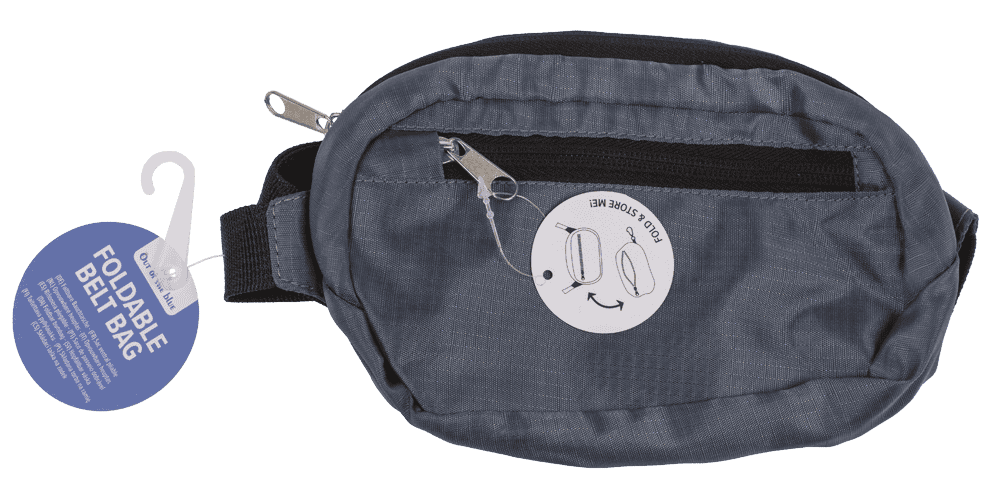 Foldable belt bag, with front & side pocket,