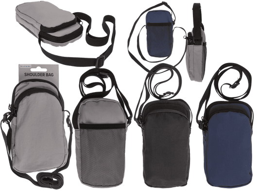 Shoulder bag, 2 main compartments + mesh pocket,