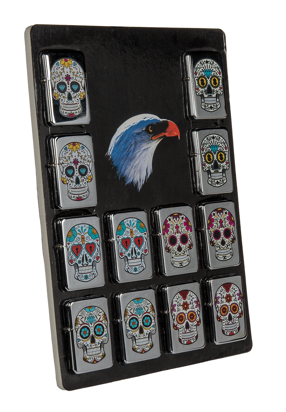 Petrol lighter, Coloured Skull,