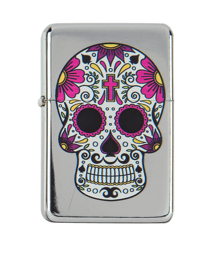 Petrol lighter, Coloured Skull,