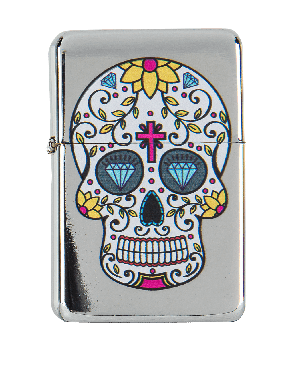 Petrol lighter, Coloured Skull,