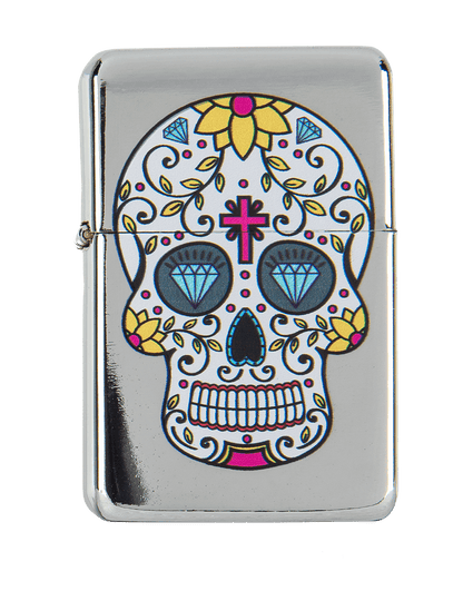 Petrol lighter, Coloured Skull,