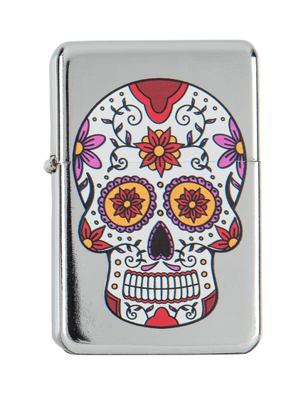 Petrol lighter, Coloured Skull,