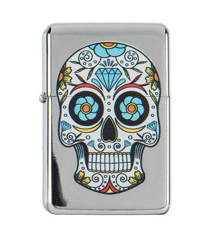 Petrol lighter, Coloured Skull,