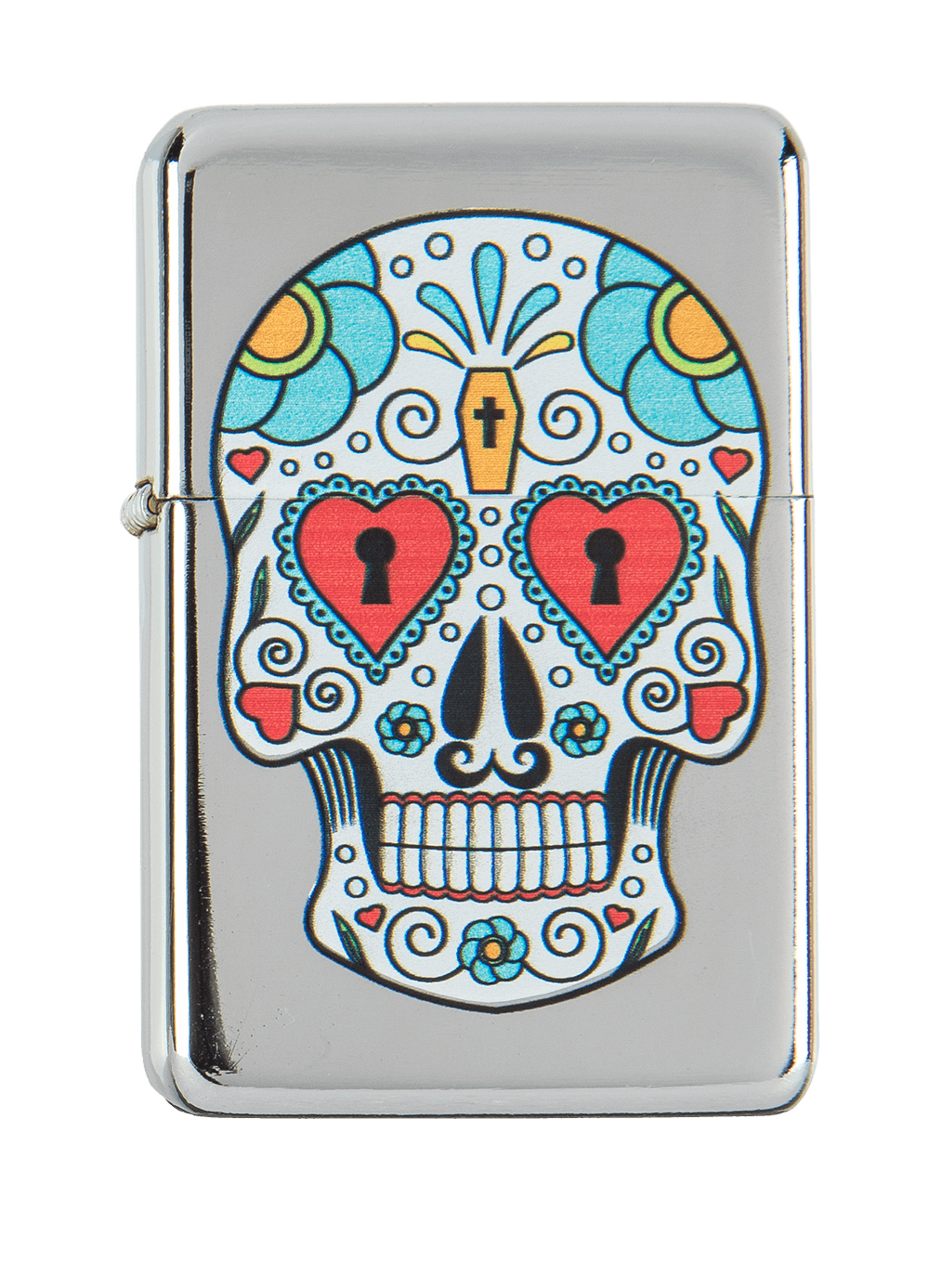 Petrol lighter, Coloured Skull,