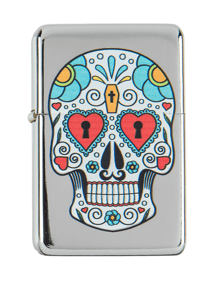 Petrol lighter, Coloured Skull,