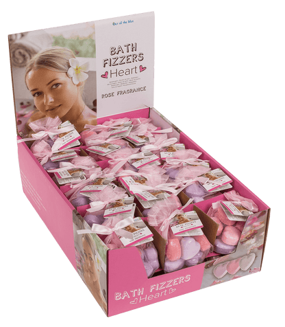Fizzy bathing hearts with rose fragrance,