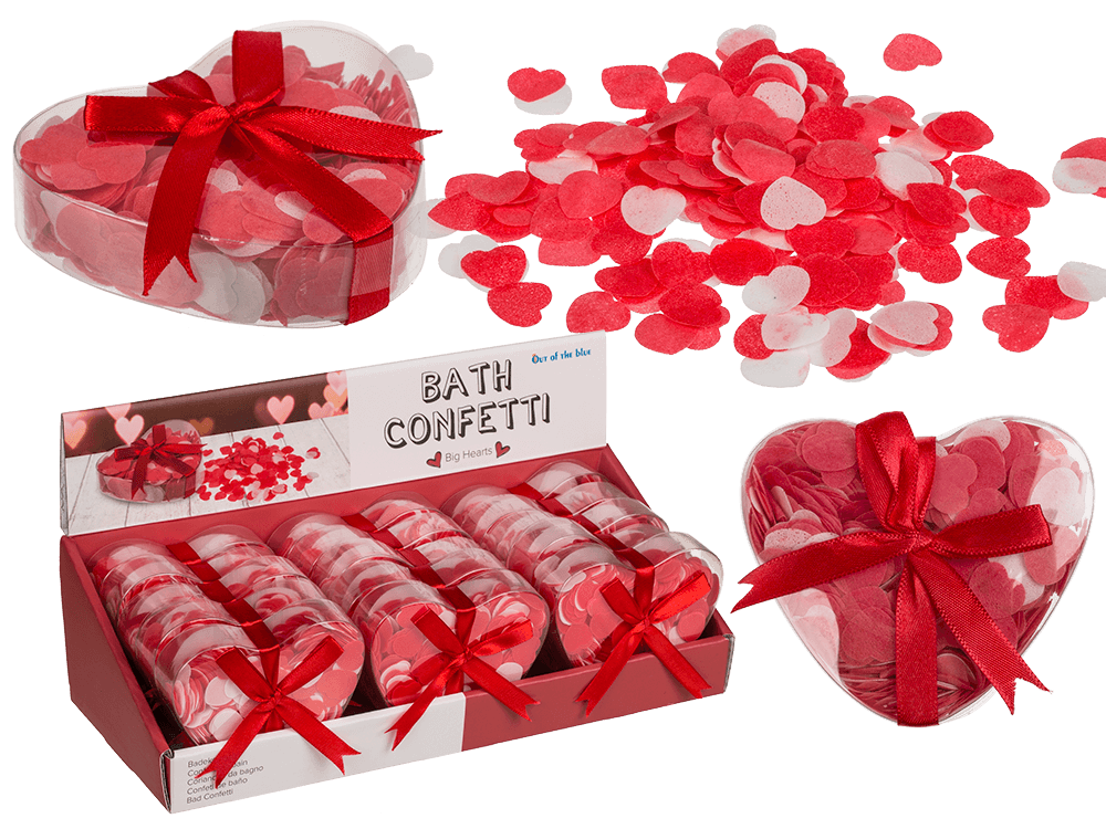 Bath confetti, Hearts, ca. 20 g in PVC gift box,
