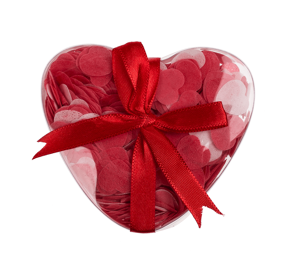 Bath confetti, Hearts, ca. 20 g in PVC gift box,