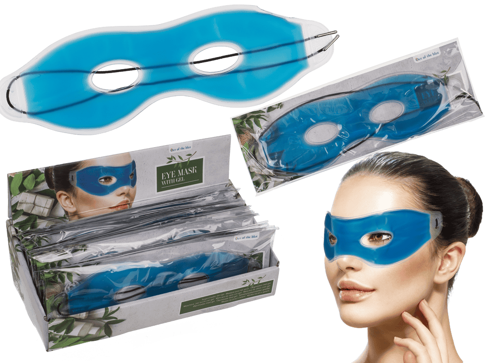 Blue eye mask with gel, ca. 24 cm,