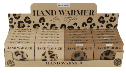 Hand warmer, leopard design, with plush cover,