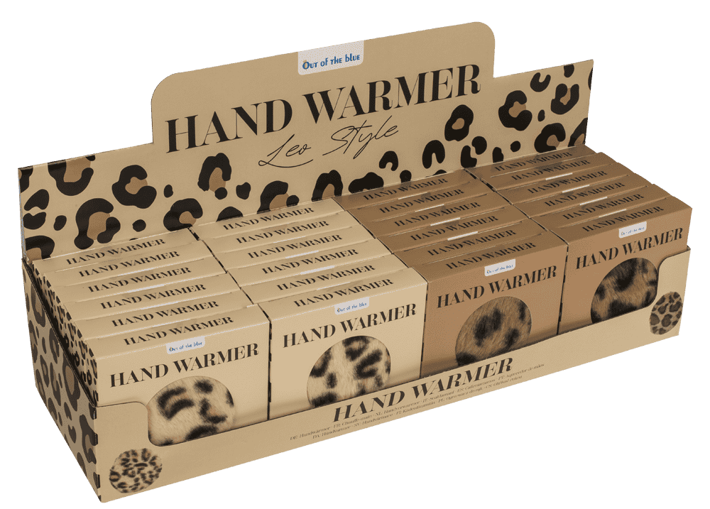 Hand warmer, leopard design, with plush cover,