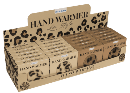 Hand warmer, leopard design, with plush cover,