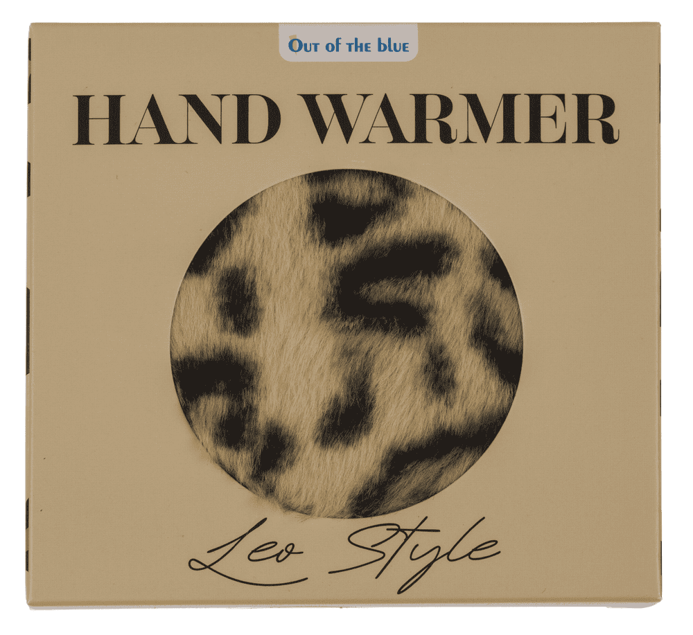 Hand warmer, leopard design, with plush cover,