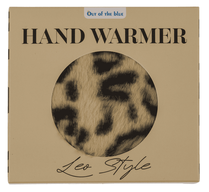 Hand warmer, leopard design, with plush cover,