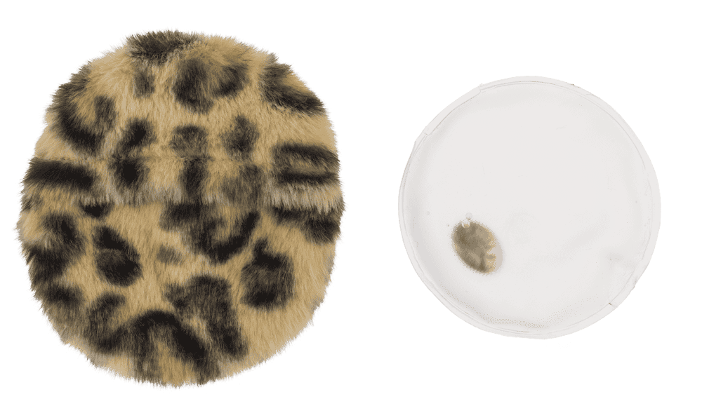 Hand warmer, leopard design, with plush cover,