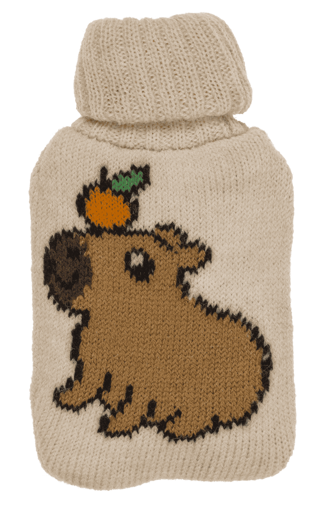 Handwarmer, hot water bottle witt knitted cover,