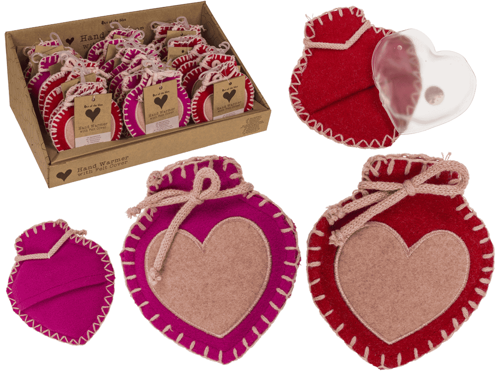 Hand warmer, Heart, with felt cover,