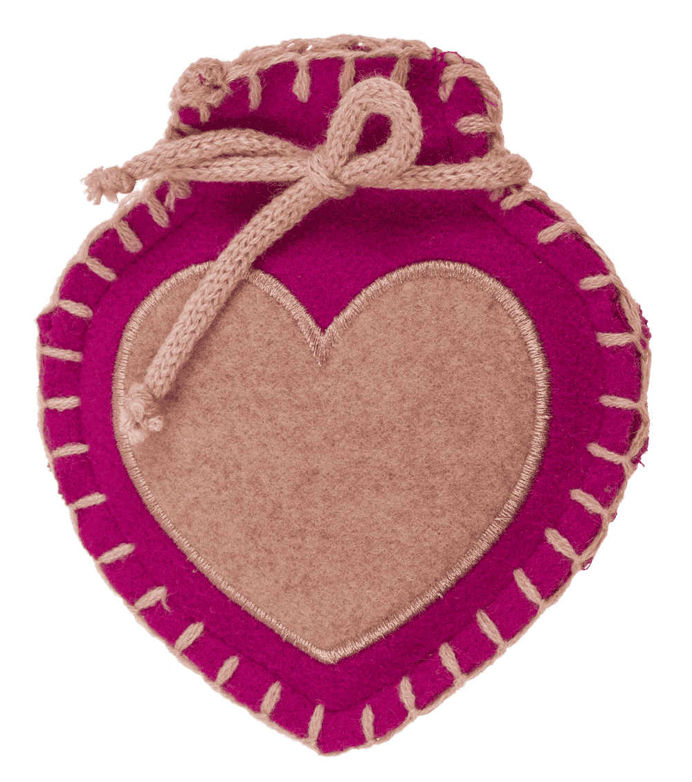 Hand warmer, Heart, with felt cover,