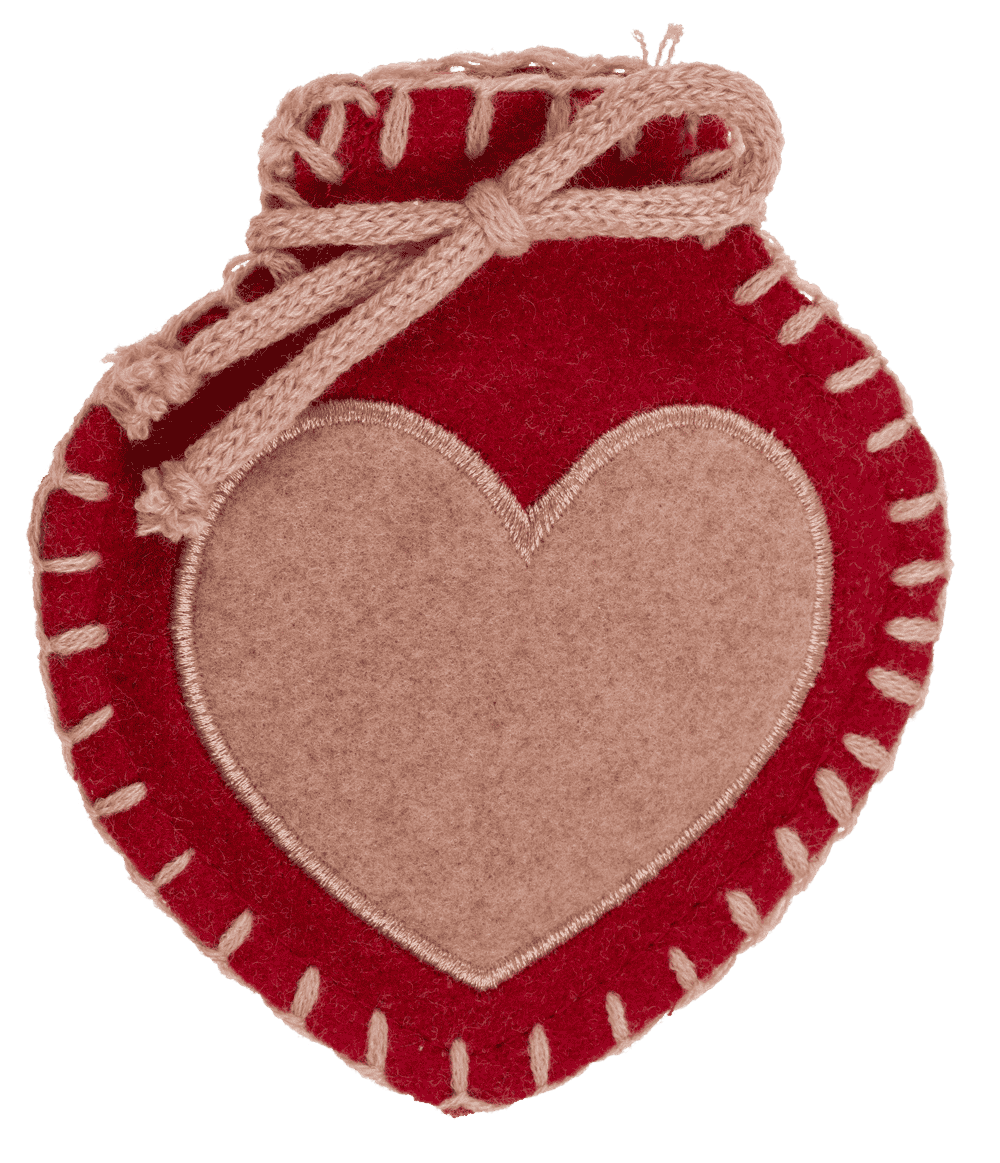 Hand warmer, Heart, with felt cover,