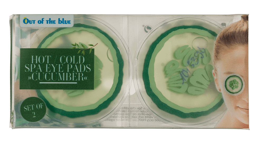 Hot/Cold Spa Eye Pads, in cucumber design,