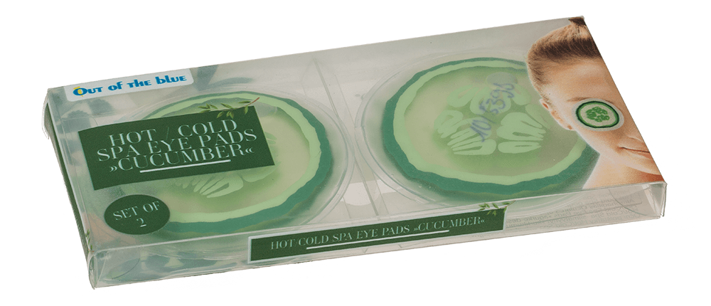 Hot/Cold Spa Eye Pads, in cucumber design,