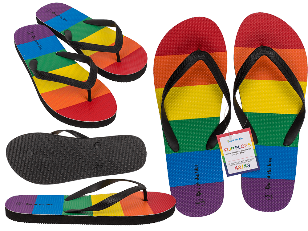 Flip Flops, Rainbow, Pride, Size 42/43