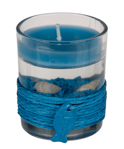Gel wax candle in glass, with sisal maritime deco,