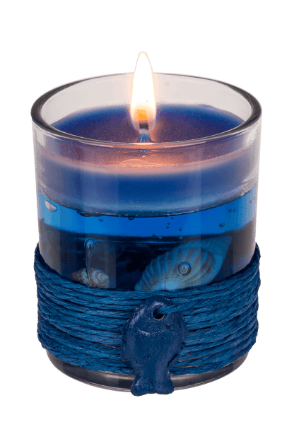 Gel wax candle in glass, with sisal maritime deco,