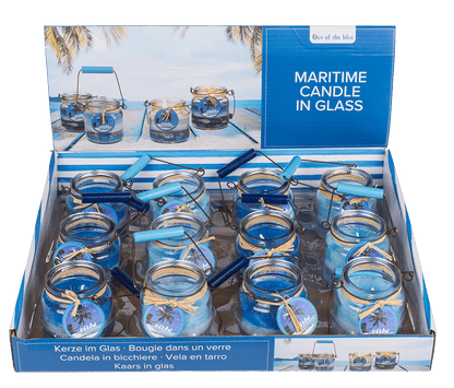 Candle in glass with metal handle, Maritime,