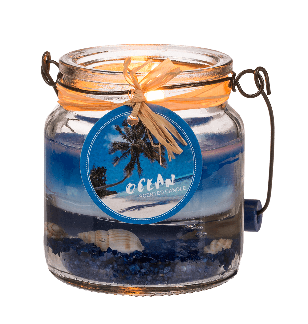 Candle in glass with metal handle, Maritime,