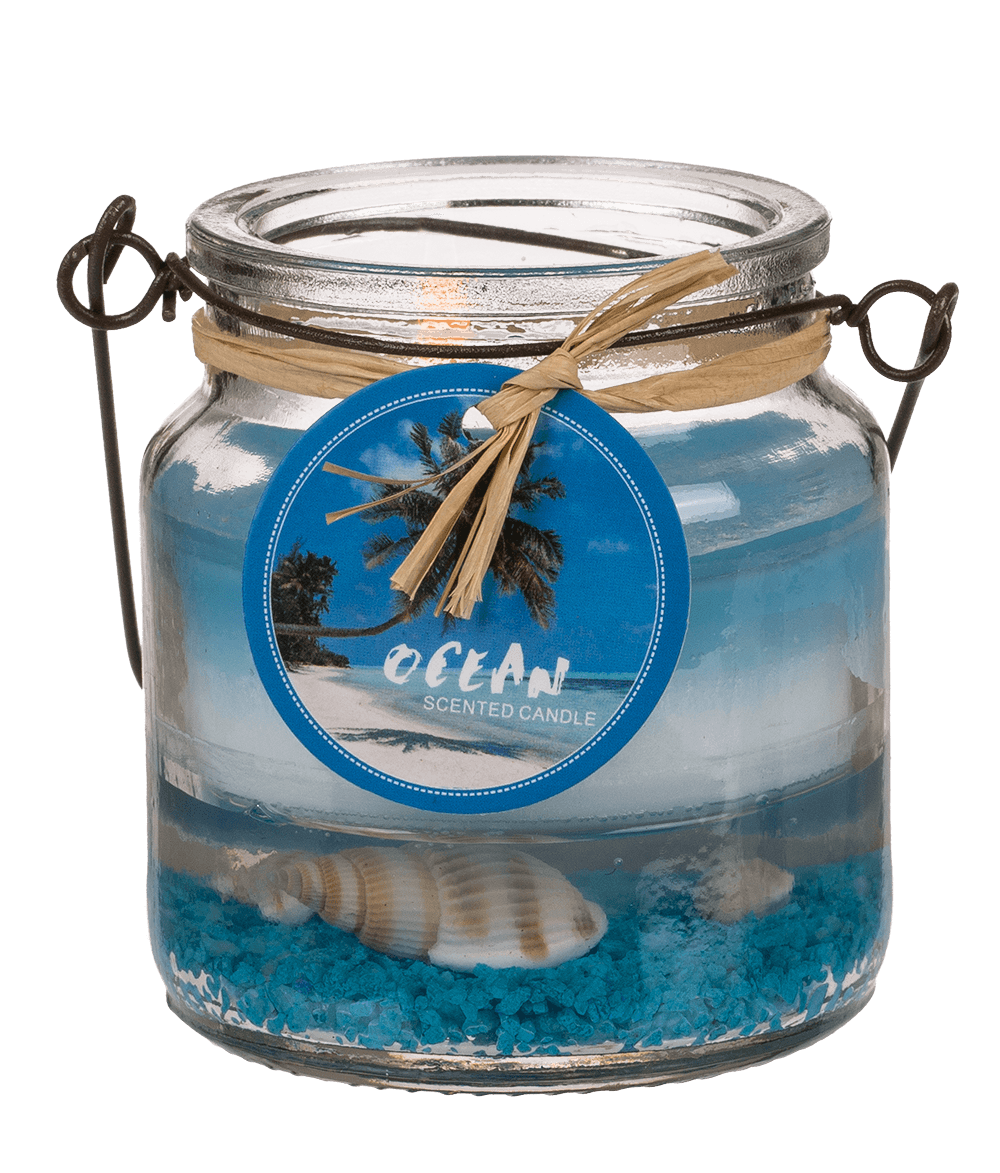 Candle in glass with metal handle, Maritime,