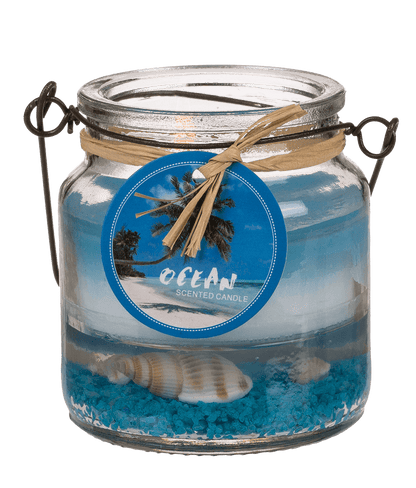 Candle in glass with metal handle, Maritime,