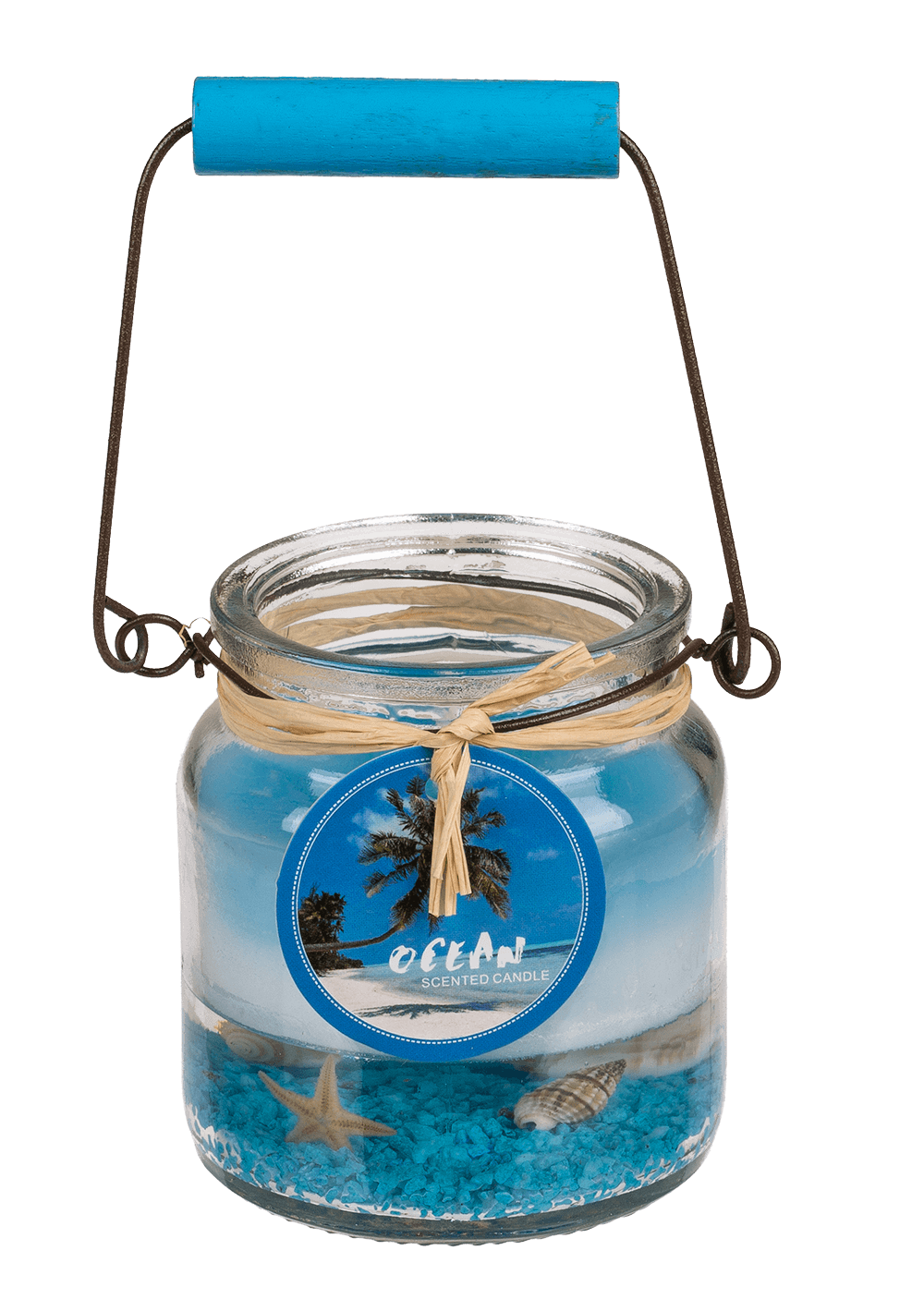 Candle in glass with metal handle, Maritime,