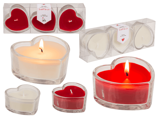 Candle in heart shaped glass,