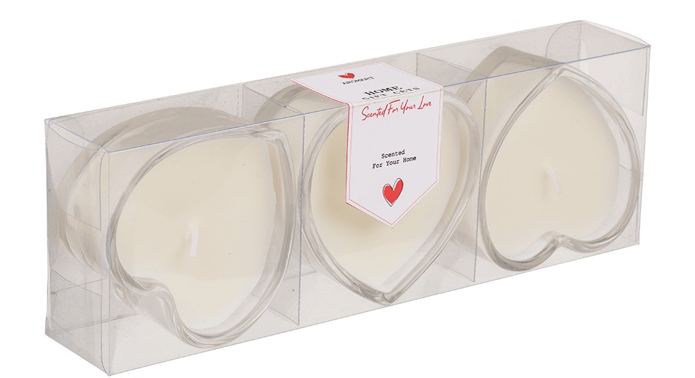 Candle in heart shaped glass,
